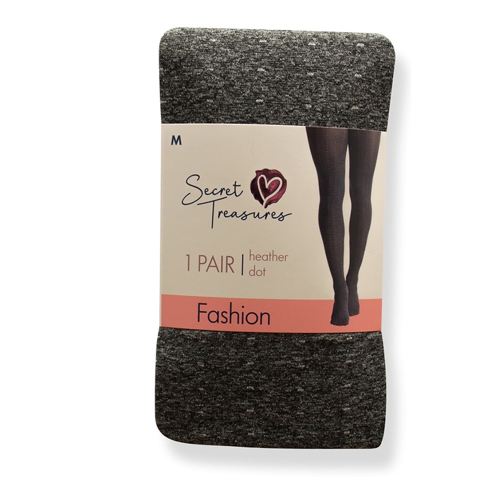 Secret Treasures Dot Tights Women XL Gray NWT Heather Fashion Hosiery 1 Pair
